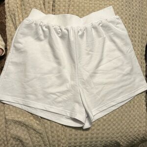 High Waisted White Comfy Shorts (: